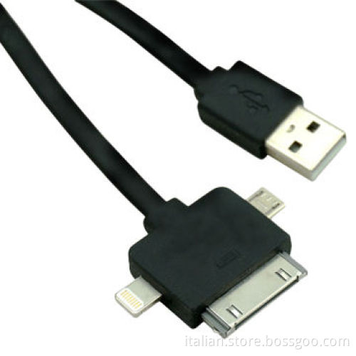 Multifunctional 3-in-1 TPE charger USB cable for iPhone/Samsung/android
